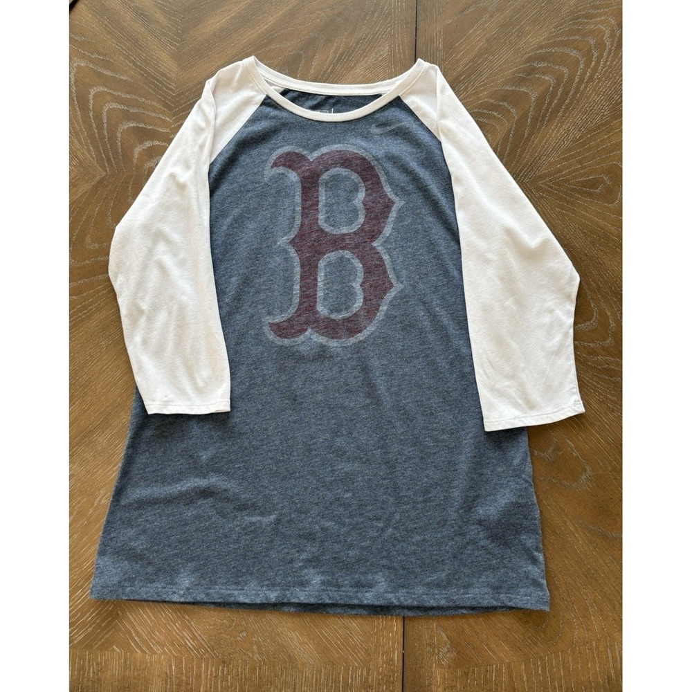 Nike Boston Red Sox 3/4 Sleeve Raglan Baseball Tee Grey White Medium 32847X-RX6‎